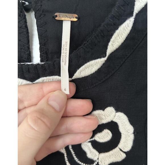 Free People Black Embroidered Birds Of A Feather Dress Women’s Size 4 Boho Short - Picture 7 of 10